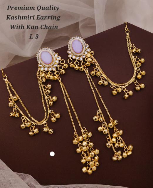 Premium quality kashmiri earring with kan chain L 3 Handmade jewellery Pune